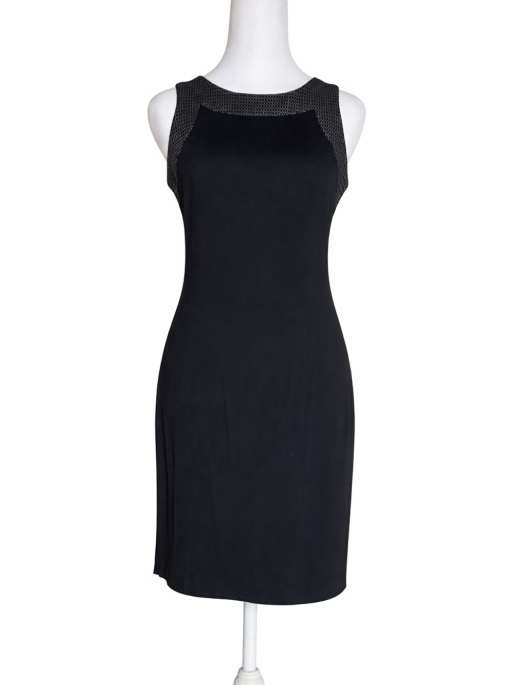 Banana Republic Shift Halter Sheath Sleeveless Dress Size 6 Lined Black Trim
